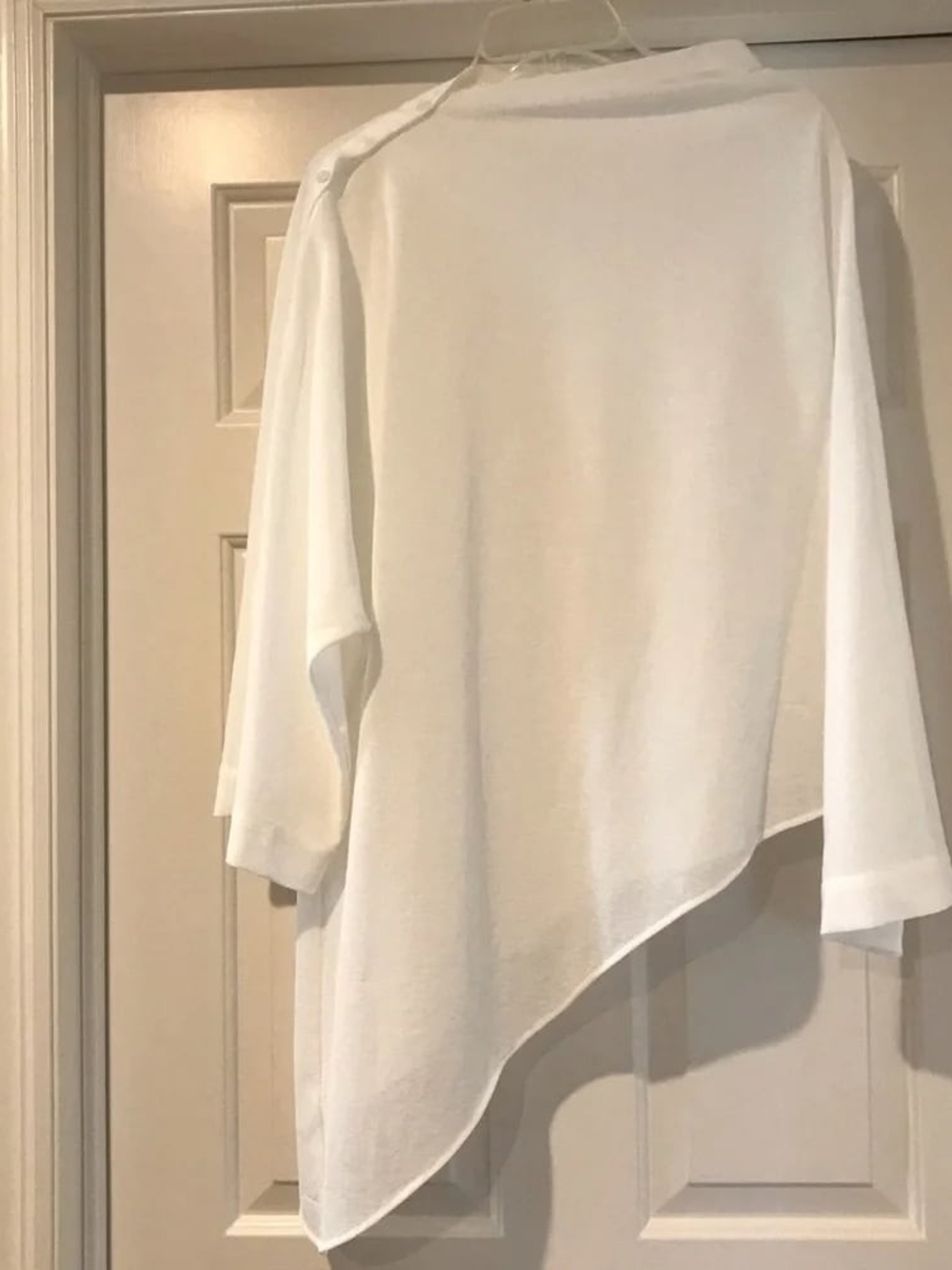 White Pancho Asymmetrical Women’s Blouse - Lightweight Top